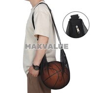 【SG】Crossbody Ball Bag Portable Basketball Mesh Bag Adjustable Zipper Pocket Volleyball Football Spo