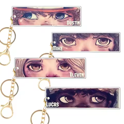 7cm Eye design Keychain Anime Acrylic Bag Charm for Stranger Season 5 Lucas Will Mike Metal Dustin C