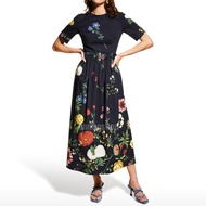 MIDI DRESS 0SCAR FL0RAL-PRINT POPLIN