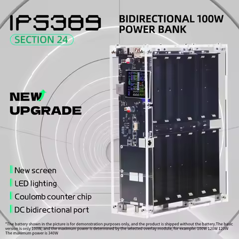 IP5389 340W Powerbank Case 1.54inch IPS Screen 24 21700/18650 No Battery 120000mah 120W 120W DC UPS 
