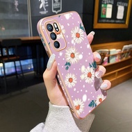 JIUMOO เคสสำหรับ OPPOเคสโทรศัพท์ OPPO Reno 6 5G Reno 6 4G Reno 6Z 5G Reno 6 Pro 5G ขอบด้านข้างสี่เหลี่ยมดีไซน์ใหม่เคสซิลิโคนลายดอกไม้การ์ตูนปกป้องกล้องเต็มหลังเคสแบบนุ่มกันกระแทก