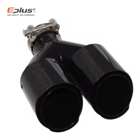 EPLUS Car Carbon Fiber Glossy Muffler Tip Y Shape Double Exit Exhaust Pipe Mufflers Nozzle Decoratio