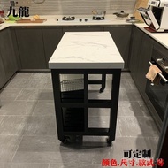 [In stock]Nordic Modern Open Marble Kitchen Middle Island Cooking Table Iron Dining Table Bar Table Table Table Movable