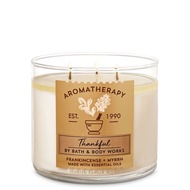 Bath &amp; Body Works Aromatherapy THANKFUL FRANKINCENSE MYRRH 3-Wick Candle