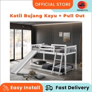 P2U XL Single Wooden Bed + Pull out / Single Bed / Katil Kayu Bujang / Bed Room Furniture
