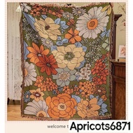 【Ready Stock】Floral line blanket INS style home leisure blanket tapestry decorative blanket American