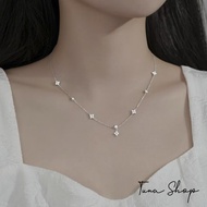 SILVER four-leaf clover necklace with small marble, high-quality TUNA SILVER, SILVER necklace for wo