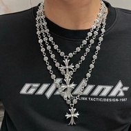 Hiphop Cross Pendant Chain Necklace Punk Men's Necklace Unisex Punk Street Silver Vintage Cool Acces