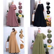 LAURA FUJI DRESS GAMIS DASTER TANIA JUMBO MLXLXXL SEMATA KAKI CRINKLE PREMIUM LENGAN PANJANG GAMIS B