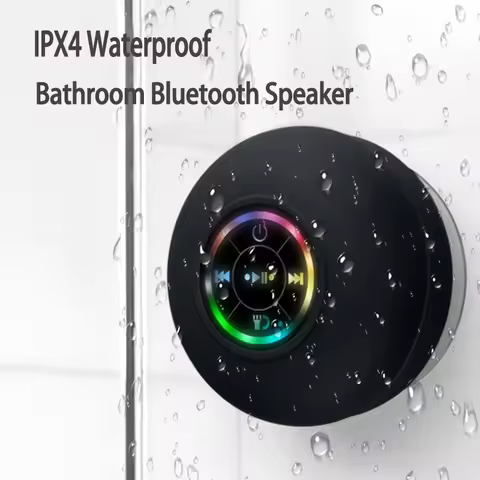 Mini Bluetooth Speaker Waterproof Bathroom Audio Wireless Shower Speakers RGB Light for Phone Soundb