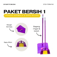 BOOM BOOM CLEAN Broom and Dustpan Set CLEAN Package | 2 in 1 Floor Cleaning Tool