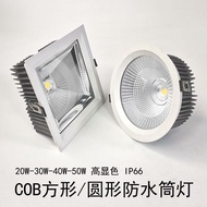 30W50W Square Downlight Round LED High Power Waterproof Downlight IP66 Embedded Downlight COB Waterp
