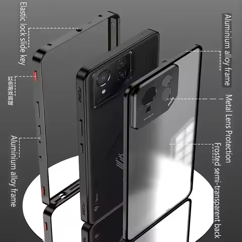 Luxury Lens Protection Case For ASUS ROG Phone 8 Pro Phone Case Metal Spring Matte Back Cover Magnet