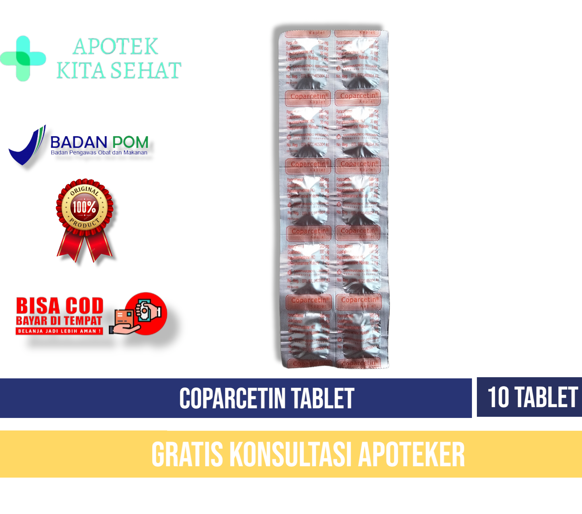 COPARCETIN TABLET/OBAT BATUK FLU,DEMAM