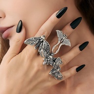 4 PCS Silver Gothic Grunge Moth Butterfly Rings, Emo Y2K Accessories, Retro Gothic Jewelry