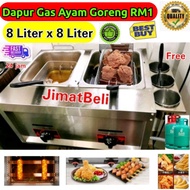Deep Fryer GAS Max 8L x 8L (2 Tank) for ( DAPUR GORENG AYAM RM1)(AYAM GUNTING)Fully Stainless Steel 