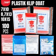 MERAH 100 PCS - Pharmacy Medicine Clip Plastic 7x10 - 8.7x13 - 10x15 Clear Redbiru Plastic Bag