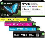 972X Ink Cartridges 4-Pack Combo with Chip High Yield Replacement for HP 972X 972A Ink Cartridge Col