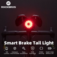 ROCKBROS ไฟท้ายรถจักรยาน,ไฟ LED ชาร์จได้สมาร์ทเบรกอัตโนมัติไฟท้ายจักรยาน