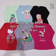 Baju budak perempuan, girls, T-shirt, lengan panjang/long sleeves,  size 7-10 years/thn, kids, baju budak