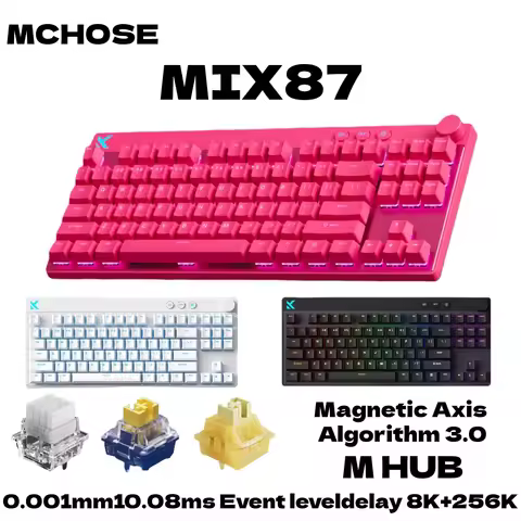 MCHOSE MIX87 Wired Gaming Keyboard Magnetic Swtich Keyboard 8K+256K Esport 0.08ms Low Latency E-Spor