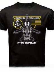 Men's F-14 Tomcat Fighting 103 Jolly Rogers Squadron Aviation T-Shirt - Fighter Jet Design