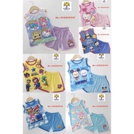 Local Seller Cuddle Me 3-8 year old Kids Pyjamas Set Kids Outing Set Mickey Super Mario Hellokitty Little Twin Star