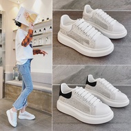Mesh Breathable Sports Casual Shoes McQueen White Shoes Women Summer Fashion Rhinestone Casual Sneak
