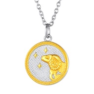 U7 Stainless Steel Constellation Horoscope Astrology Pendant Necklaces for Men Women Lucky Jewelry