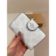 💯 Original 🇲🇾 Coach Corner Zip Wallet C0082 (White Brown)
