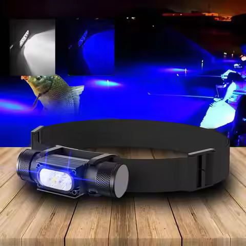 LED Mini night fishing Headlamp High Power White Blue Headlight 18650 Type-C USB Head Torch catch fi
