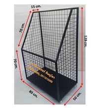 กะบะใส่สินค้าทรงสี่เหลี่ยมคางหมู กะบะใส่ลูกบอล ขนาด 50x80x129 cm. มีล้อ ล็อคล้อได้