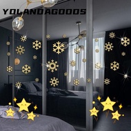 YOLA 22 pcs Home Decoration Wall Stickers, Snow Gold/Silver Snow Mirror Wall Decal,  Mirror Surface Decorative Snowflake Wall Stickers Room