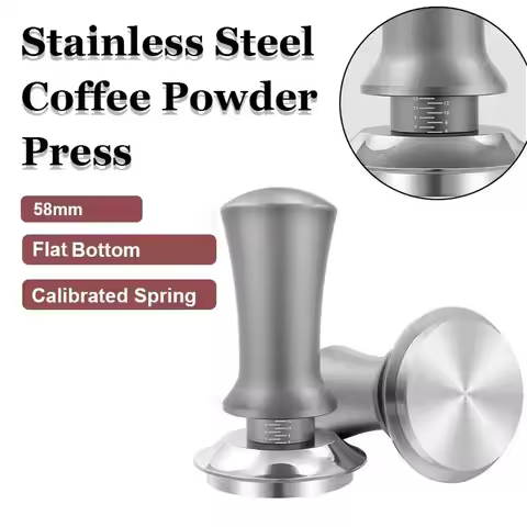 Stainless Steel Coffee Tamper Constant Pressure Press-type Coffee Powder Press with Scale&Calibrated