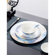 New Chinese Hotel Tableware Light Luxury High-End Dishes Spoon Set Star Hotel Restaurant Bone China 