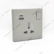 SCHNEIDER VIVACE E INTERNATIONAL 13AStop Kontak WITH USB TYPE a+C 2.1A LIGHT GREY KBN15USB_IS_LG
