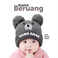 Baby bear beanie free name pompom beanie baby boy beanie