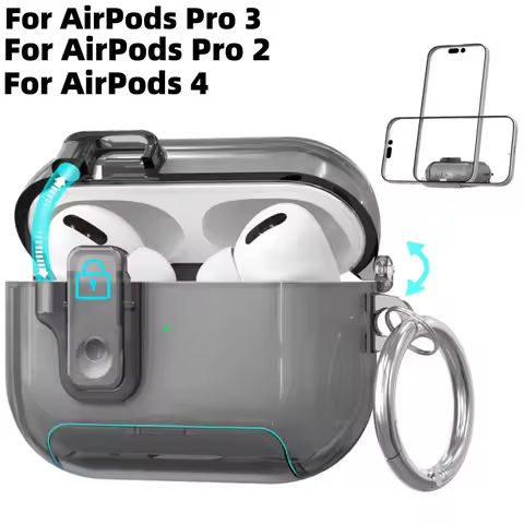 for AirPods Pro 3/Pro 2/4 with Keychain[Auto Pop-Up Lid Design] Soft TPU Clear Shell Phone Bracket D