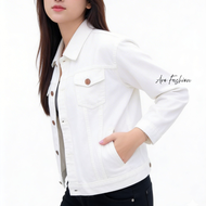 ODETTE JAKET JEANS CROP PUTIH WANITA // BIONDY JAKET JEANS