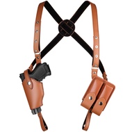 Sratte Shoulder Holster Adjustable Leather Gun Holster for Concealed Carry Vintage Gun Holster with 