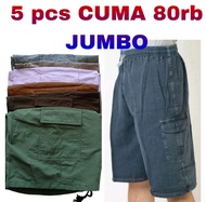 Celana Pendek Polos Cargo Jumbo Bahan Katun Kanvas