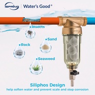 ISpring WSP-50SL Flushable Prefilter Whole House Spin Down Sediment Water Filter Softener Includes Siliphos Helps Prevent Scale Corrosion 50 Micron Lead-Free Brass