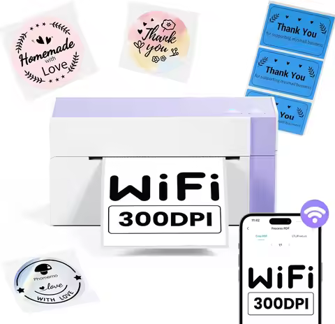 Phomemo WiFi Shipping Label Printer, 300DPI Wireless WiFi 4x6 Thermal Label Printer for Small Busine