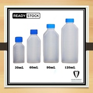 EMPTY SYRUP BOTTLE / PLASTIC BOTTLE / PLASTIC CONTAINER  30mL / 60mL / 90mL / 120mL