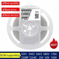 A REEL 1206 Chip Capacitor 0201 0402 224K 25V 50V X7R 0603 220NF 0805 0.22UF 100V Ceramic Capacitor 
