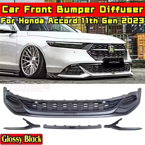 For Accord Body Kit Bumper Splitter Glossy Black YOFER Style Front Bumper Lip for Honda Accord 11th 