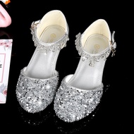 Girls High Heels Princess Crystal Shoes Piano Performance Leather Shoes Girls Catwalk Dress Shoes