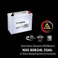 Varta Car Battery Silver Dynamic EFB N55/80B24L 55AH CCA - 500Amps