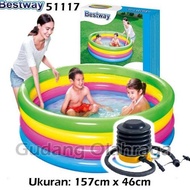 Bestway 51117 Rainbow Rubber Children's Swimming Pool 4 Ring [157cm x 46cm]