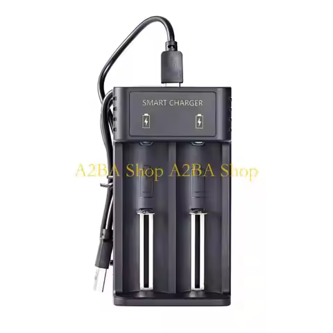 A2BA 1-2 Slot Chargers with LED Indicators for 18350/18500/26650/21700 Battery